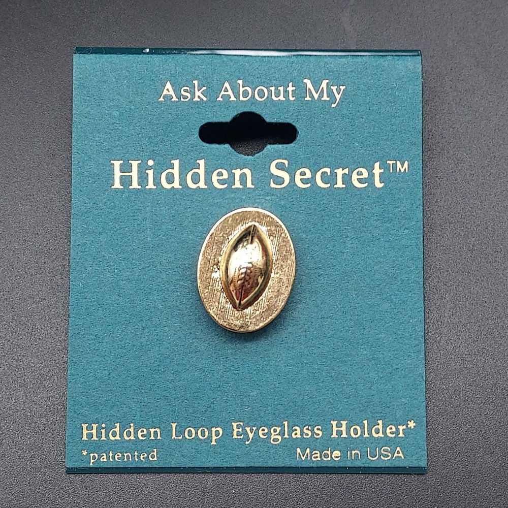 Gold‎ Tone Football Pin Hidden Loop Eye Glass Holder Badge Holder Esther Fuhrman